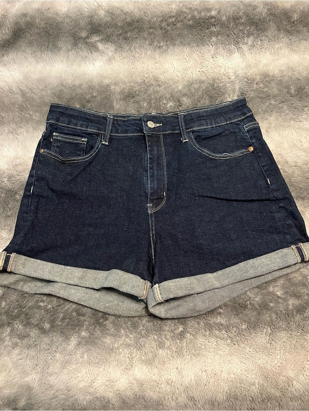 Judy Blue Dark Blue Rolled Cuff Denim Shorts